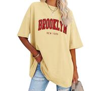 WIEIYM Oversized Women Florida Brooklyn New York Letter Print T Shirt Large Summer Tee Baggy Tshirt Casual Loose Short Sleeve Tops