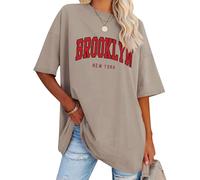 WIEIYM Oversized Women Florida Brooklyn New York Letter Print T Shirt Large Summer Tee Baggy Tshirt Casual Loose Short Sleeve Tops