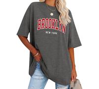 WIEIYM Oversized Women Florida Brooklyn New York Letter Print T Shirt Large Summer Tee Baggy Tshirt Casual Loose Short Sleeve Tops