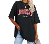 WIEIYM Oversized Women Florida Brooklyn New York Letter Print T Shirt Large Summer Tee Baggy Tshirt Casual Loose Short Sleeve Tops
