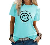 WIEIYM T Shirt Women Crew Neck T-Shirts Summer Tee Smile Graphic Slogan Tshirt Something It Be Like That Unisex Basic Tops