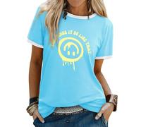 WIEIYM T Shirt Women Crew Neck T-Shirts Summer Tee Smile Graphic Slogan Tshirt Something It Be Like that Unisex Basic Tops