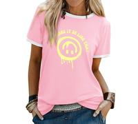 WIEIYM T Shirt Women Crew Neck T-Shirts Summer Tee Smile Graphic Slogan Tshirt Something It Be Like That Unisex Basic Tops