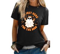 WIEIYM Women Halloween T-Shirt Pumpkin Witch Ghost Bat Graphic Tee | Ladies Spooky Costume, Unisex Holiday Crew Neck Top, Festive Apparel, Funny Party Clothes,Autumn Present Idea