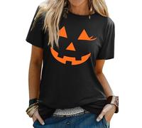WIEIYM Women Halloween T-Shirt Pumpkin Witch Ghost Bat Graphic Tee | Ladies Spooky Costume, Unisex Holiday Crew Neck Top, Festive Apparel, Funny Party Clothes,Autumn Present Idea
