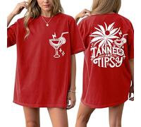 WIEIYM Women Oversized T Shirt Coconut Cocktail Graphic Tee Red