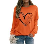 WIEIYM Women Sweatshirts Love Heart Butterfly Graphic Jumper Ladies Sweatshirts Cotton Pullover Unisex Crew Neck Long Sleeve Shirt Basic Tops for Spring Autumn Winter Orange