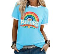 WIEIYM Women T-Shirt Ladies Pride Tshirt Rainbow Graphic Slogan Tshirts The Future is Inclusive Cotton T Shirt Men Teens Summer Tee Causal Tops