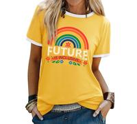 WIEIYM Women T-Shirt Ladies Pride Tshirt Rainbow Graphic Slogan Tshirts The Future is Inclusive Cotton T Shirt Men Teens Summer Tee Causal Tops