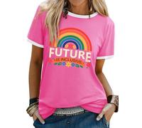 WIEIYM Women T-Shirt Ladies Pride Tshirt Rainbow Graphic Slogan Tshirts The Future is Inclusive Cotton T Shirt Men Teens Summer Tee Causal Tops