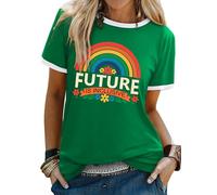 WIEIYM Women T-Shirt Ladies Pride Tshirt Rainbow Graphic Slogan Tshirts The Future is Inclusive Cotton T Shirt Men Teens Summer Tee Causal Tops