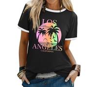 WIEIYM Womens Hawaii T Shirt Sunglasses Flower Sunset Summer Tee