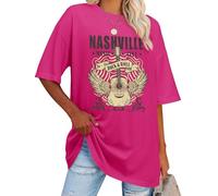 WIEIYM Womens Oversized T Shirt Nashville Music Rock Guitar Top