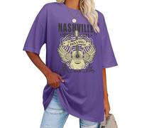 WIEIYM Womens Oversized T Shirt Nashville Music Rock Guitar Top Purple