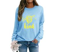 WIEIYM Women's Sweatshirts Be Kind Sweatshirt Cute Bee Graphic Crewneck Sweatshirt Funny Long Sleeve Tops Basic Pullover for Spring Autumn Winter