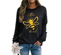 WIEIYM Women's Sweatshirts Be Kind Sweatshirt Cute Bee Graphic Crewneck Sweatshirt Funny Long Sleeve Tops Basic Pullover for Spring Autumn Winter