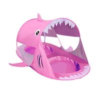 WIEJDEOOL Shark Baby Beach Tent Pop Up,Anti UV Beach Shade Sun Shelter With Mini Pool,Portable Automatic Beach Sunshade Cabana B Pink