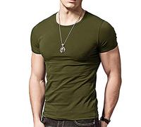 Wiekose Gym Mens Short Sleeves T-Shirt Crew-Neck - Gold - Medium