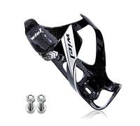 Wiel Full Carbon Fiber Bike Water Bottle Holder Cage Light Drink for MTB Road Bike Cycling (1Pcs Black Silver 3K Glossy)