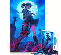 Wields Horror Goth Girl Jigsaw Puzzle 1000 Piece Mental Fun Game No Gap Tight Fitting Design for Family Gatherings (38x52cm)