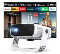 Wielio 2025 New Smart Projector Built-in Apps, Android 11, Native 1080P 4K Supported WiFi 6 Bluetooth 5.2, 28000 Lumens, Low Fan Noise (<30dB), Home Cinema Projector for iOS/Android/PS5