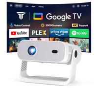 Wielio 2026 New Google TV Projector Built-in Apps Native 1080P 4K Supported WiFi 6 Bluetooth 5.2, 20000 Lumens, Low Fan Noise (<30dB), Home Cinema Projector for iOS/Switch /PS5