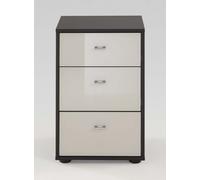 Wiemann Tokio 3 Drawer Bedside Cabinet in Magnolia Glass and Havana Carcase with Chrome Handle