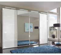 Wiemann Westside 4 Door Mirror Sliding Wardrobe in White Glass with Chrome Trim