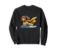 Wiener Dog Hero On Surfboard Cape Beach Waves Sweatshirt