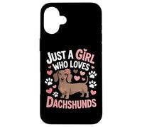 Wiener Dog Mom Just A Girl Who Loves Dachshunds Girls Pet Case for iPhone 16 Plus