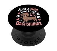 Wiener Dog Mom Just A Girl Who Loves Dachshunds Girls Pet PopSockets Adhesive PopGrip