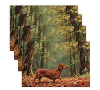 Wiener Dog Placemats 30x45cm*4 Linen Heat Resistant Placemats Waterproof Table Place Mats Washable Wipeable Outdoor Placemat for Kitchen Dining Room Table Decorations