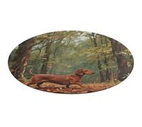 Wiener Dog Round Area Rug Non Slip Backing Doormat Water Absorbent Plush Throw Low-Pile Non-Slip Floor Mat Carpet for Living Room Bedroom Entryway Nursery Room 60 * 60cm