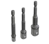 Wiesemann 1893 Drilling Adapter Set 3Pcs hex on square From I Socket adapter for 1/4, 3/8, 1/2 I from Cv steel I 81048