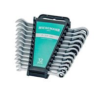 WIESEMANN 1893 Ratchet Spanner Set 12 pcs. 8-19mm with 72 Teeth I Ratchet Ring Spanner Made of Q-30 Steel Chrome-Plated I with Holder I 81567