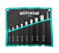 WIESEMANN 1893 Tap Spanner Set 10 pcs. 6-22mm from I for Work on the tap, Spark Plugs etc. I Pipe Socket Wrenches in Practical roll-up Bag I 81420