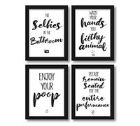 WIETRE Premium Set of 4 Funny Bathroom Toilet Sayings, Bathroom Toilet Quotes, Decoration Photo, Printed A4 Poster, Funny Saying - No Frame