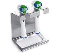 WIETRE stainless steel toothbrush holder with drip tray | compatible with Oral-B, iO, Philips Sonicare, Waterpik | toothbrush holder toothbrush head brush head holder (2 pcs.)