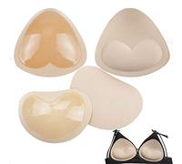 Wieysdoo Self-adhesive Inserts Bra Pads Inserts Push Up Pads Removable Breast Enhancer for Bras Bikini Swimsuit Sports 2 Pairs (2, 1*Heart-shaped +1*Triangle) Nude