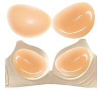 Wieysdoo Sticky Silicone Bra Insert Pads, Push Up Booster Pads Enhancer - Chicken Fillet Bra inserts for Bras,Bikinis & Swimwear (Skin Tone, 2-Pack)
