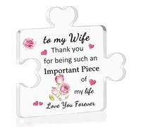Wife Acrylic Puzzle Plaque Valentine's Day Gifts Wedding Anniversary Birthday Couples Relationship Women Desk Sign Engagement Soulmate Personalised Present Home Decoration Thank You Keepsake