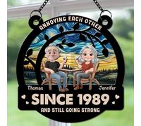 Wife and Husband Personalized Suncatcher - Annoying Each Other Custom Acrylic Decor with Hanging Chain for Couple, Birthday Gift for Him Her Wedding Anniversary Home Decoration