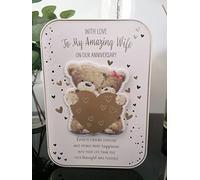 Wife Anniversary Card Cute Teddies 2 Page Insert & Verses Large Card 10" X 7"