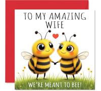 Wife Anniversary Card - Meant to Bee - Happy Anniversary Card for Wife from Husband Partner, 145mm Wedding Anniversaries Greeting Cards