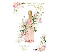 WIFE Anniversary card Pizazz Range Elegant gold/silver overlay finish