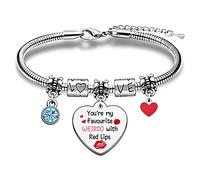 Wife Bangles Women Wrist Bracelet Valentines Day Soulmate Birthday Gift Charm Jewelry My Sweetheart I Love You Romantic Keepsake From Husband Thanksgiving Christmas Presents You'Re My Favourite Weirdo