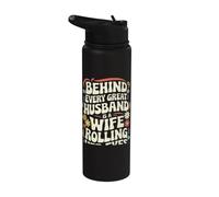 Wife Behind Every Great Husband is A Wife Rolling Her Eyes Stainless Steel Insulated Water Bottle