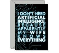 Wife Birthday Card - AI Party - Happy Birthday Card for Wife from Husband Partner, 5x7 Inch knows Bday Greeting Cards