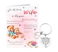 Wife Birthday Card from Husband with White Envelope and Keyring Gift for Girlfriend Romantic Girlfriend Birthday Gifts Nice Words Anniversary Card Heart Keyring I Love You for Fiancée Gift