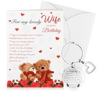 Wife Birthday Card Gifts from Husband Happy Birthday to My Wife Never Forget That I Love You Keychain with Envelope, Happy Birthday Presents for Wife Birthday Anniversary